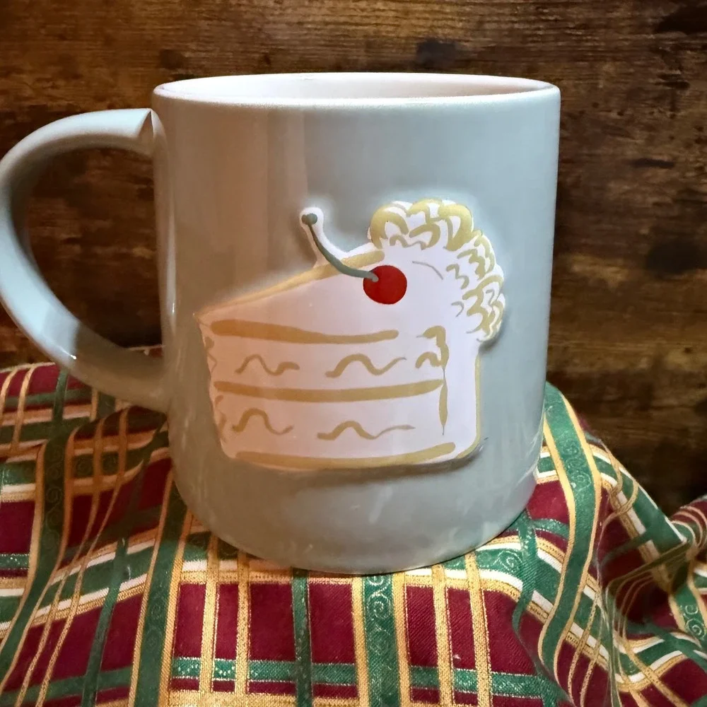 Target Stoneware Mug I Deserve A Little Treat Cake Cherry Mint Green Coffee Cup
